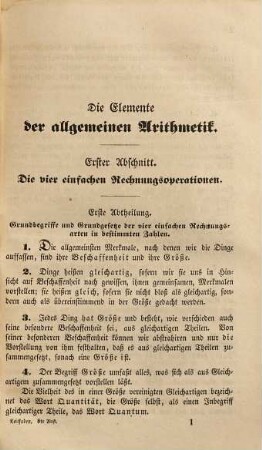 Leitfaden für einen heuristischen Schulunterricht in der allgemeinen Arithmetik und niederen Algebra, der Elementargeometrie, ebenen Trigonometrie und den Apollonischen Kegelschnitten