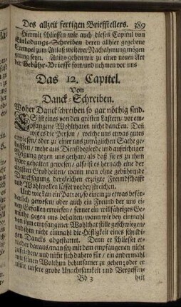 Das 12. Capitel. Von Danck-Schreiben.