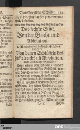 Das sechste Stück. Von der Beicht und Absolution.