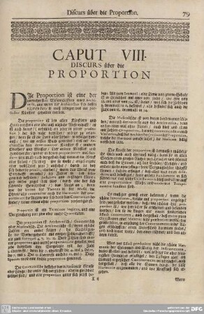 CAPUT VIII. DISCURS über die PROPORTION