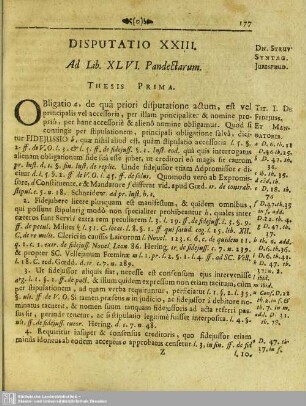 Disputatio XXIII. Ad Lib. XLVI. Pandectarum