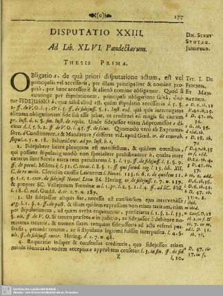 Disputatio XXIII. Ad Lib. XLVI. Pandectarum