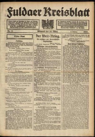 Erste Ausgabe vom Mittwoch, den 28. März 1917.