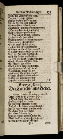Zweyter Titul. Der Catechismus Lieder.