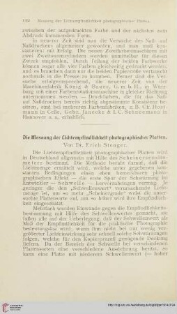 Die Messung der Lichtempfindlichkeit photographischer Platten