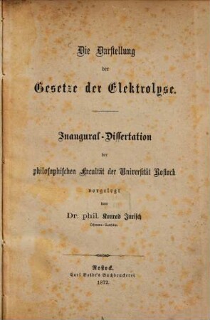 Die Darstellung der Gesetze der Elektrolyse