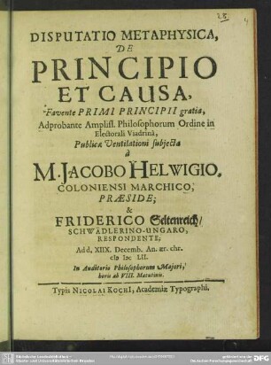 Disputatio de principio et causa