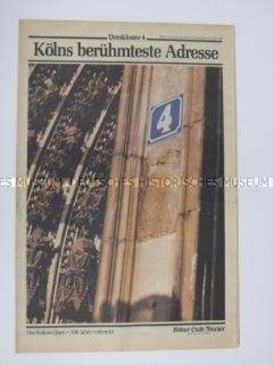 Sonderdruck (Beilage) des "Kölner Stadt-Anzeiger" zum 100. Jahrestag der Vollendung des Kölner Doms