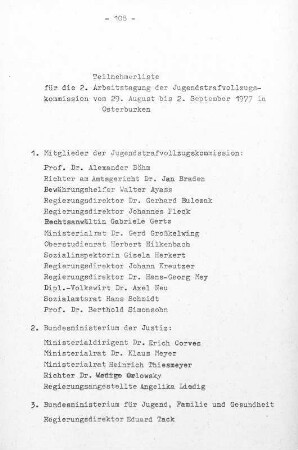 108, Teilnehmerliste