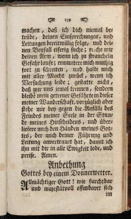 Anbethung Gottes bey einem Donnerwetter.