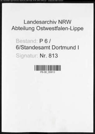 Sterberegister Standesamt Dortmund-Mitte I