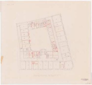 Park Hotel, Posen: Grundriss 3. Obergeschoss mit Einzeichnung Sanitäranlagen 1:100
