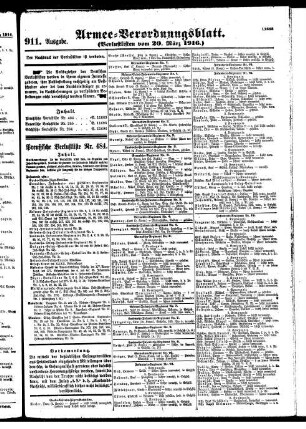 911. Ausgabe. Montag, 20. März 1916