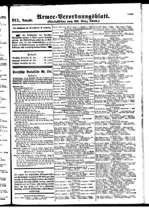 911. Ausgabe. Montag, 20. März 1916