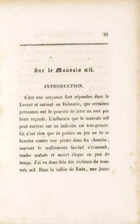 Sur le Mauvais oeil