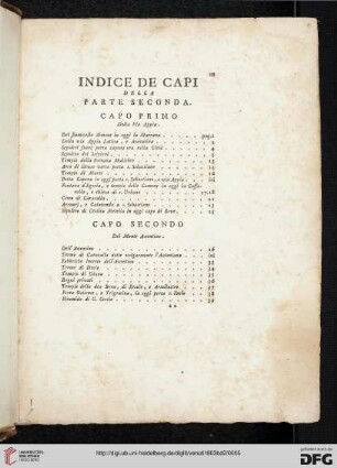 Indice de capi della parte seconda