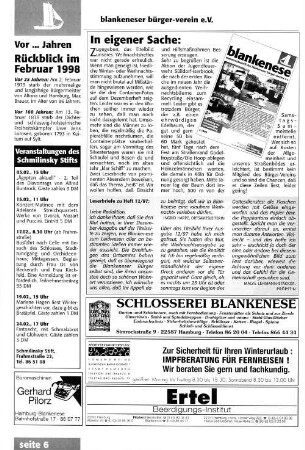 Vor ... Jahren: Rückblick im Februar 1998