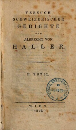 Versuch schweizerischer Gedichte, 2
