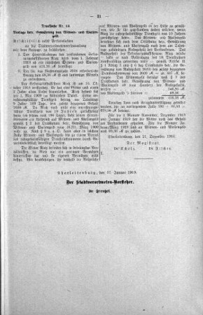In nicht öffentlicher Sitzung (14.), 22. Januar 1919