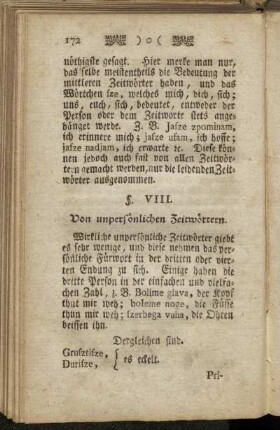 §. VIII. Von unpersönlichen Zeitwörtern.