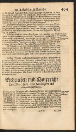 Bedencken und Unterricht Doct. Mart. Luth. Von den Klöstern und aller geistlicher Gelübde.