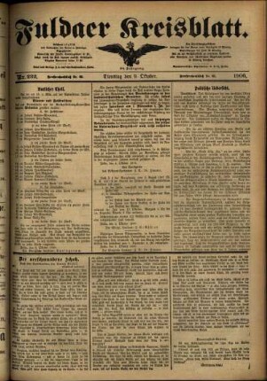 Ausgabe vom Dienstag, den 09. Oktober 1906.
