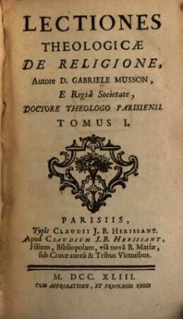 Lectiones Theologicae De Religione, 1