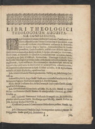 Libri Theologici Theologorum Augustanae Confessionis.