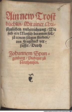 Ain new Trostbüchlin
