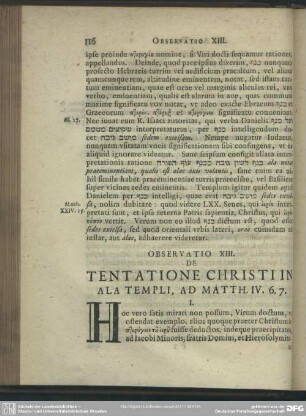 Observatio XIII. De Tentatione Christi In Ala Templi, Ad Matth. IV. 6. 7.