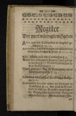 Register Der merkwürdigsten Sachen