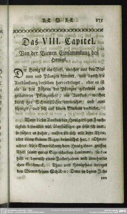 Das VIII. Capitel. Von der Bienen Einsammlung des Honigs