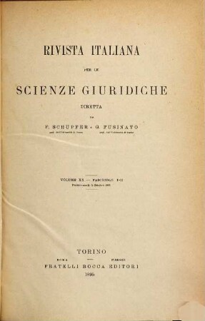 Rivista italiana per le scienze giuridiche. 20. 1895