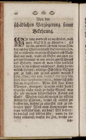 Von der schädlichen Verzögerung seiner Bekehrung.