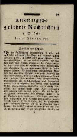 8. Stück, den 25. Jänner, 1783.
