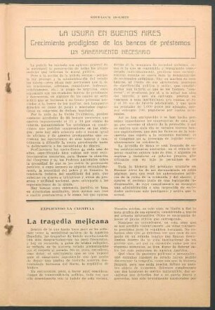 La usura en Buenos Aires - Crecimiento prodigioso de los bancos de préstamos : Un saneamiento necesario