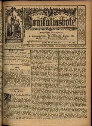 Erste Ausgabe vom Sonntag, den 23. April 1916.