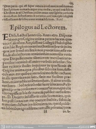 Epilogus ad Lectorem.