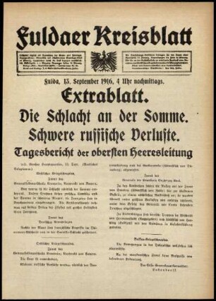 Ausgabe vom Mittwoch, den 13. September 1916.