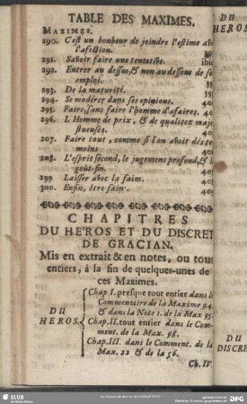 Chapitres Du He'ros Et Du Discret De Gracian