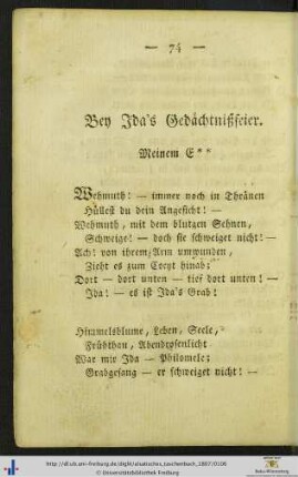 Bey Ida’s Gedächtnißfeier.