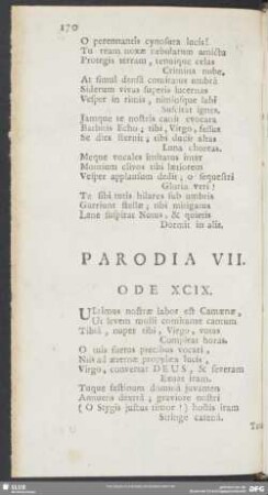 Parodia VII. Ode XCIX.