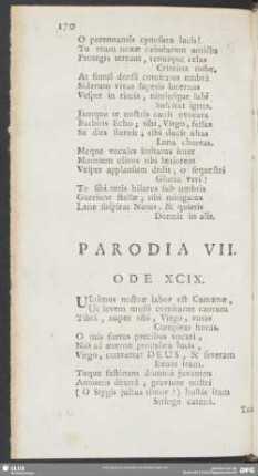 Parodia VII. Ode XCIX.