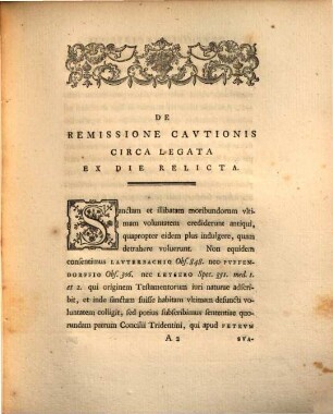 De remissione cautionis circa legata ex die relicta ... : [progr.]