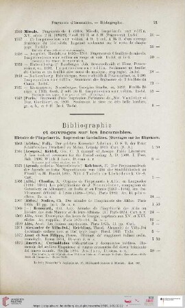 Bibliographie et ouvrages sur les Incunables (Nr. 1563 - 2002)