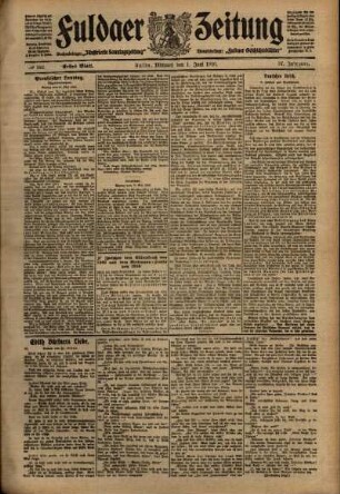 Erste Ausgabe vom Mittwoch, den 01. Juni 1910.