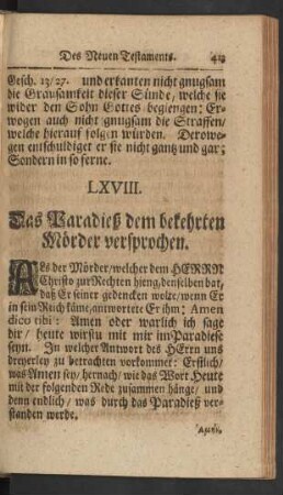 LXVIII. Das Paradieß dem bekehrten Mörder versprochen