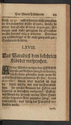 LXVIII. Das Paradieß dem bekehrten Mörder versprochen