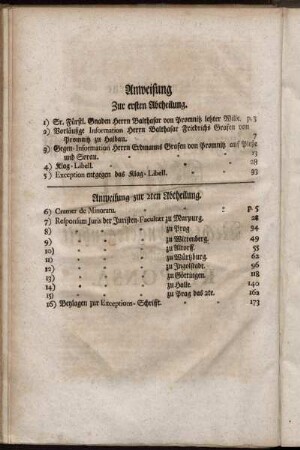 Anweisung Zur ersten Abtheilung. Anweisung zur 2tem Abtheilung.