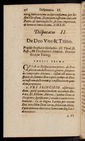 46-70, Disputatio II: De Deo Uno & Trino